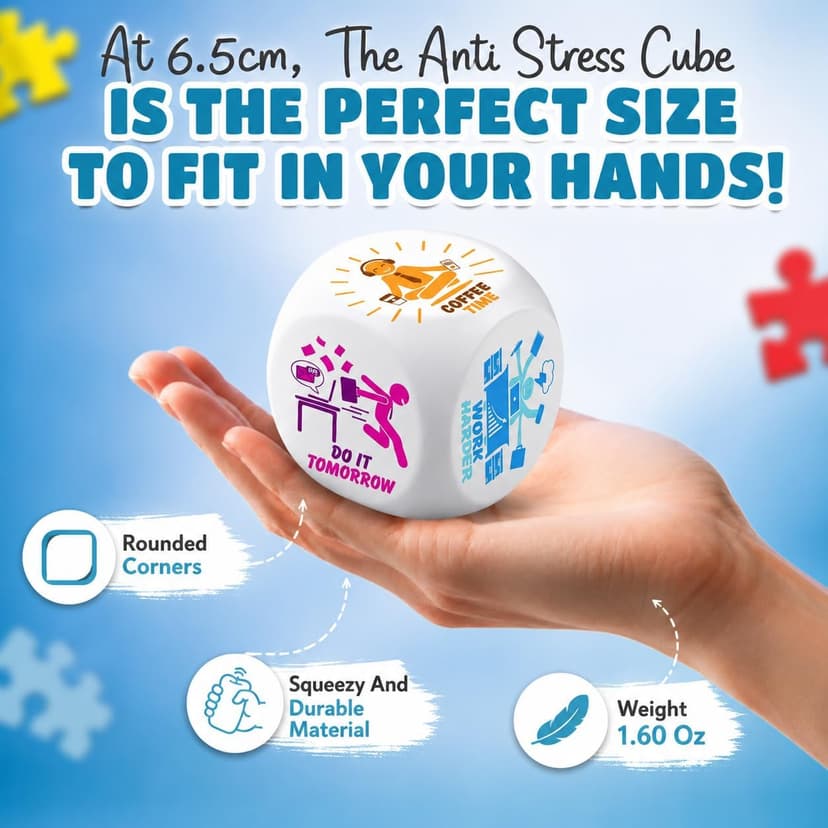 Stress squishy cube for office anxiety fidget breaks; funny coworker gift and white elephant gift for men and women Stress Cube – Squishy Fidget Toy for Adults, Quiet Stress Relief Desk Toy B0DRW6W926