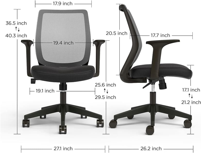 Staples Ergonomic Task Chair, Mesh, Ergonomic, Adjustable Height, Swivel