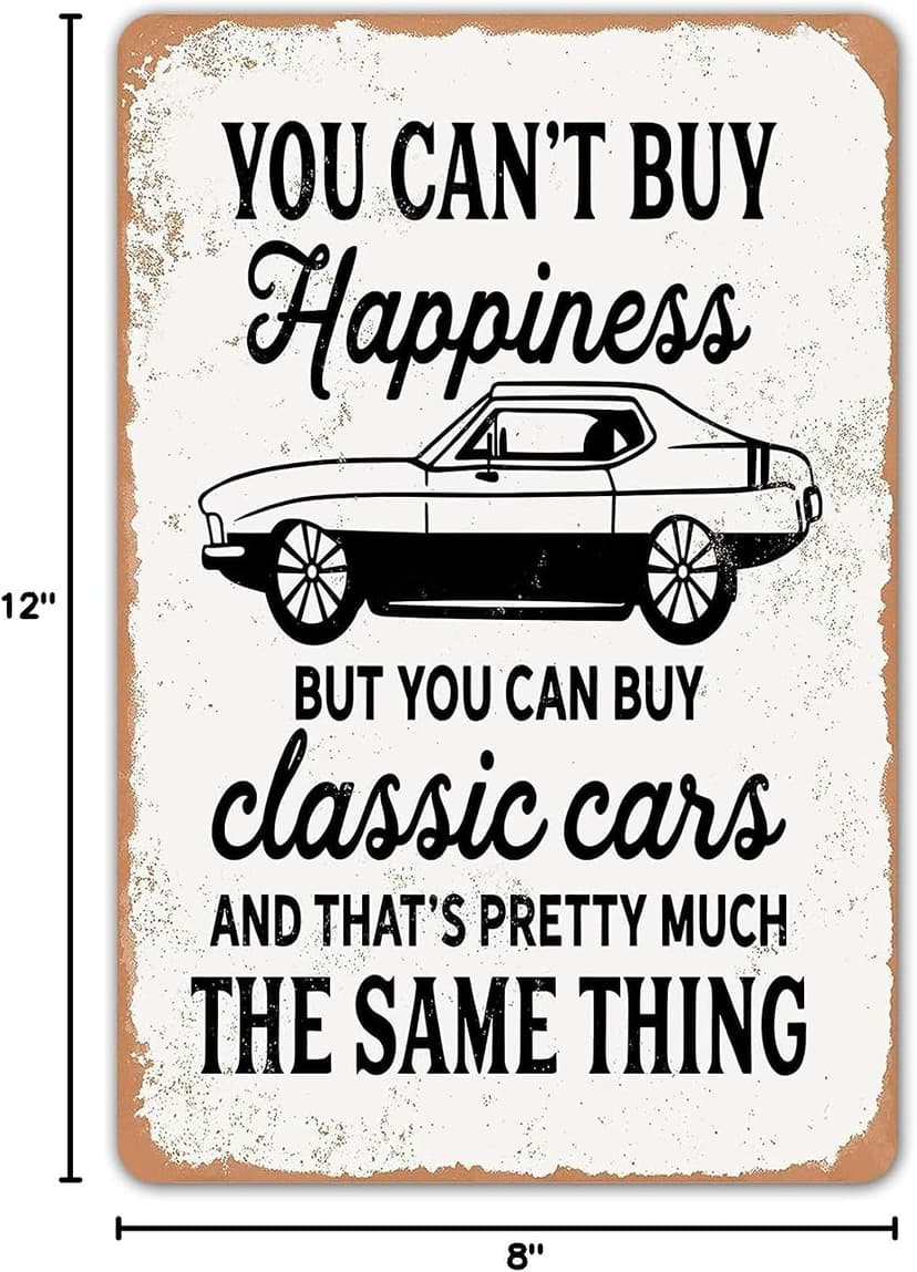 Retro Tin Sign, Waterproof, Colorfast, Rolled Edges, for Garage, Man Cave, Bar, or Car Room Decor, Car Guy Gift HomDeo Garage Sign for Men, Classic Car Slogan Metal Sign Vintage 8x12 Inch B0BND9HFND