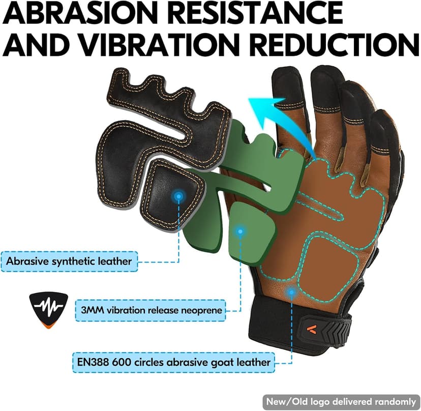 Vgo... -4℉ or above Winter Waterproof High Dexterity Heavy Duty Mechanic Glove, Anti-vibration, Anti-abrasion, Touchscreen (1 Pair,L,Brown,GA8954FW)