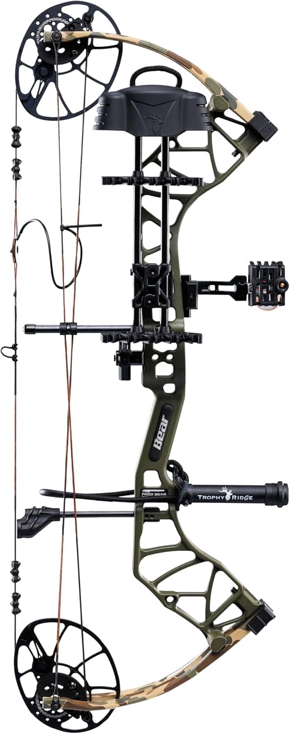 Bear Archery Legit MAXX Ready to Hunt Compound Bow Package with IMS Rest and Picatinny Sight Mounts, 10-70 lb Draw Weight, 14-13" Length