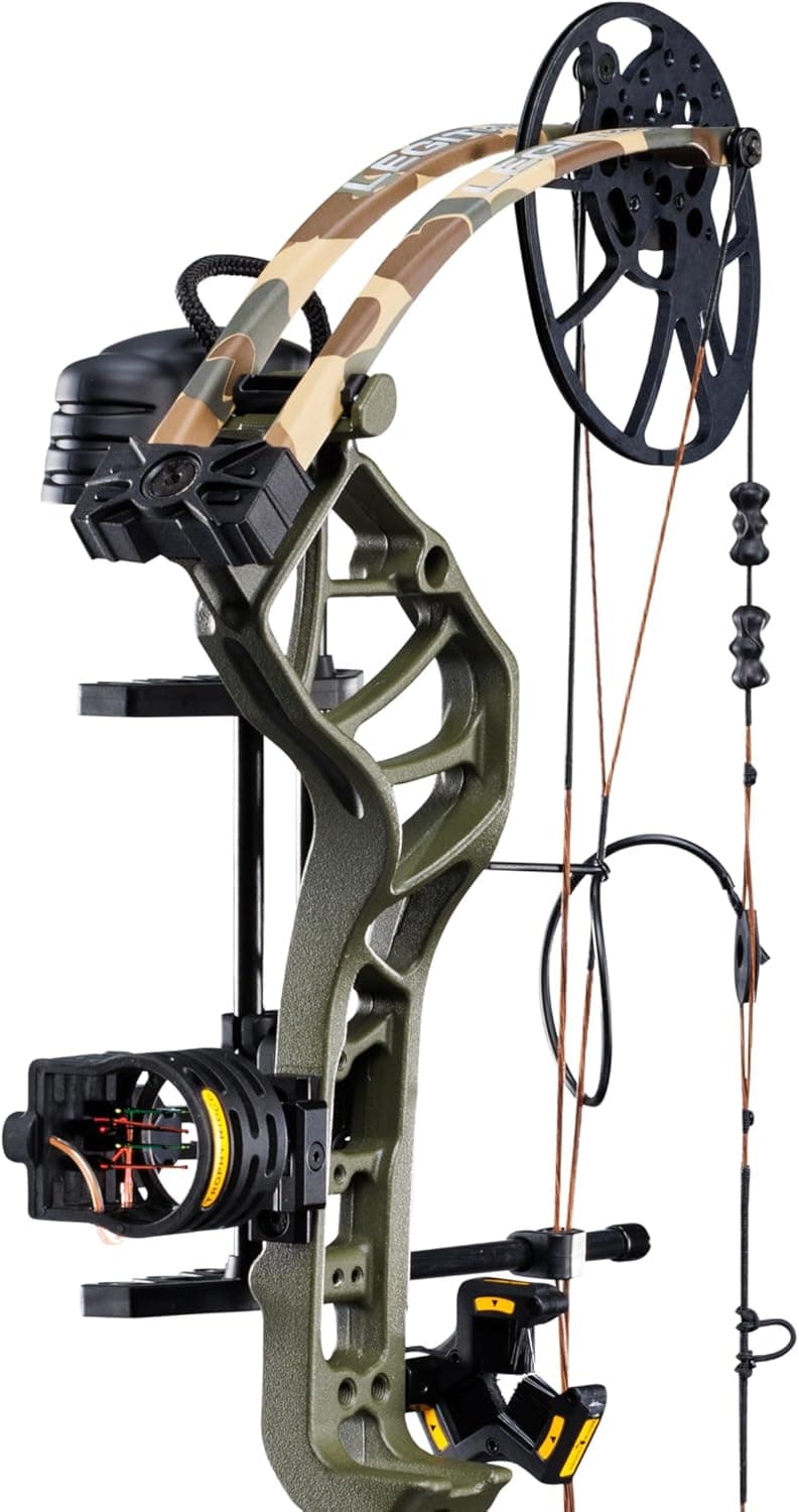 Bear Archery Legit MAXX Ready to Hunt Compound Bow Package with IMS Rest and Picatinny Sight Mounts, 10-70 lb Draw Weight, 14-13" Length
