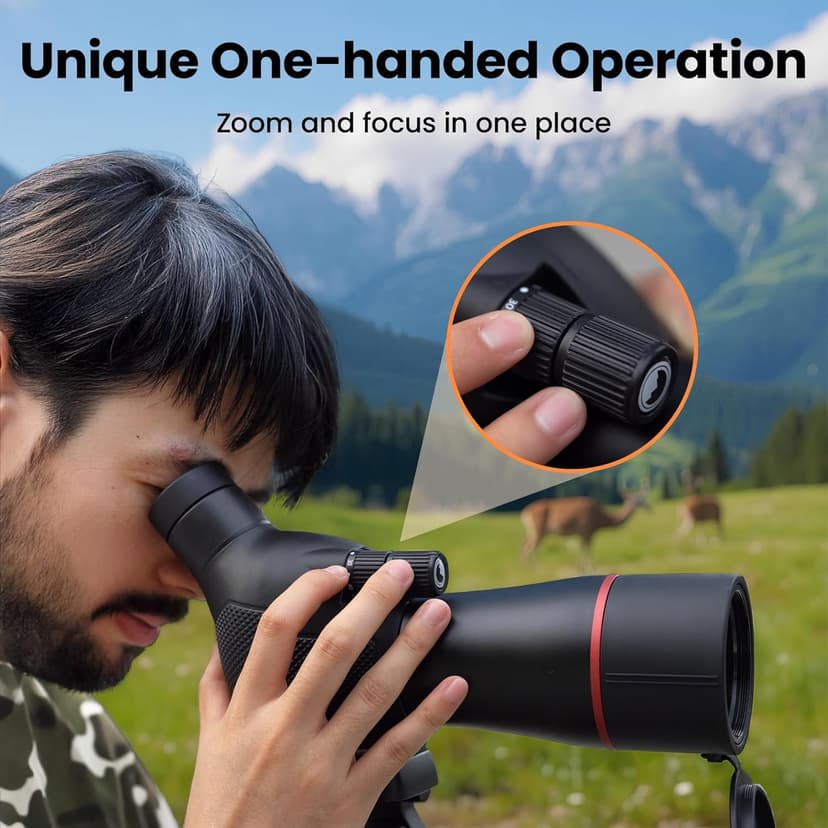 Spotting Scope 20-60x60mm - Waterproof IPX7 Spotter Scope with Phone Adapter and Tripod, Portable for Bird Watching Wildlife observing and Hiking, Black