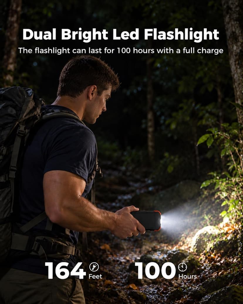 20W USB-C battery pack, battery bank, IPX5 waterproof, 2 flashlights, camping essentials, hiking gear, emergency solar backup BLAVOR Solar Power Bank 10,000mAh Portable Wireless Charger for Cell Phones B07FDXDB3W