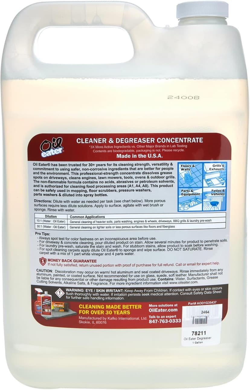 Oil Eater Original 1 Gallon Cleaner, Degreaser - Dissolve Grease Oil and Heavy-Duty Stains – Professional Strength