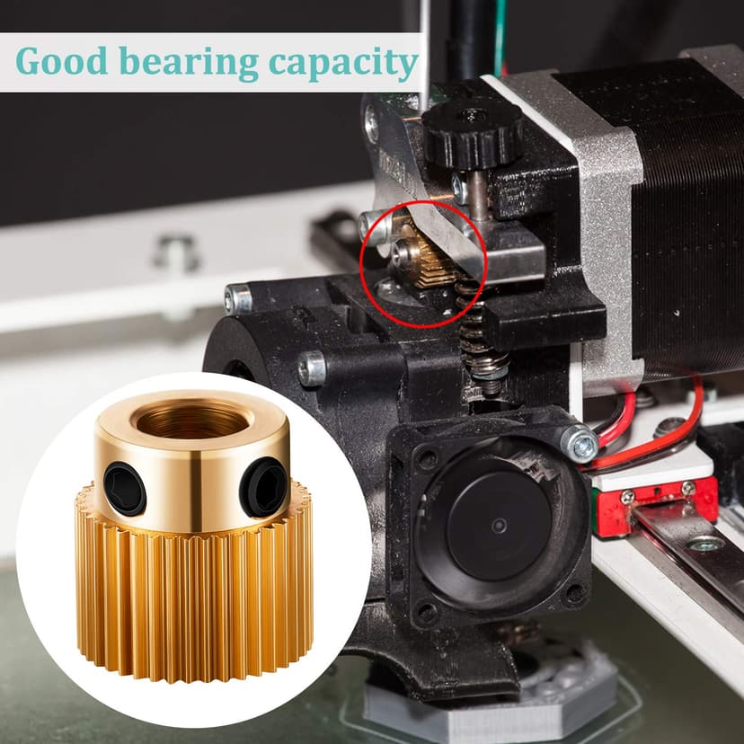 Mudder 10 Pcs 40 Teeth Brass Extruder Wheel 3D Printer Parts Drive Gear Extruder Wheel Compatible with Ender 3/3 Pro, Ender 5/5 Pro/5 Plus, Cr-10, Cr-10s, S4, S5