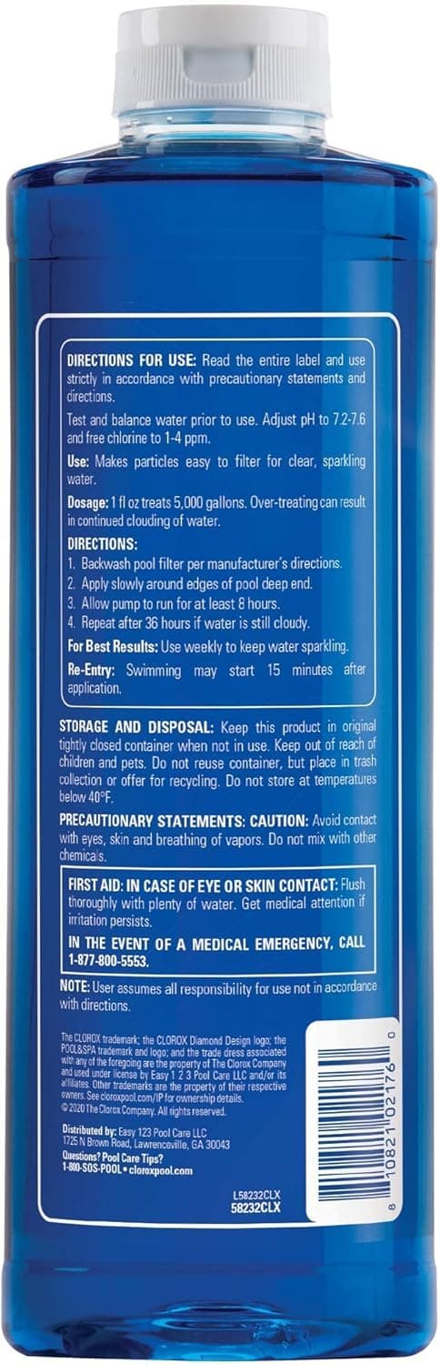 Clorox® Pool&Spa™ Swimming Pool Super Water Clarifier, Creates Crystal Clear Pool Water, 1 Quart (Pack of 1)