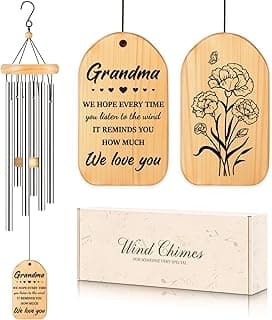 Gifts for Grandma, Grandma Birthday Gifts, Grandma Wind Chimes, Best Christmas Mothers Day Thanksgiving Present for Grandmother, Nana, Granny, 25.5 inches, Silver