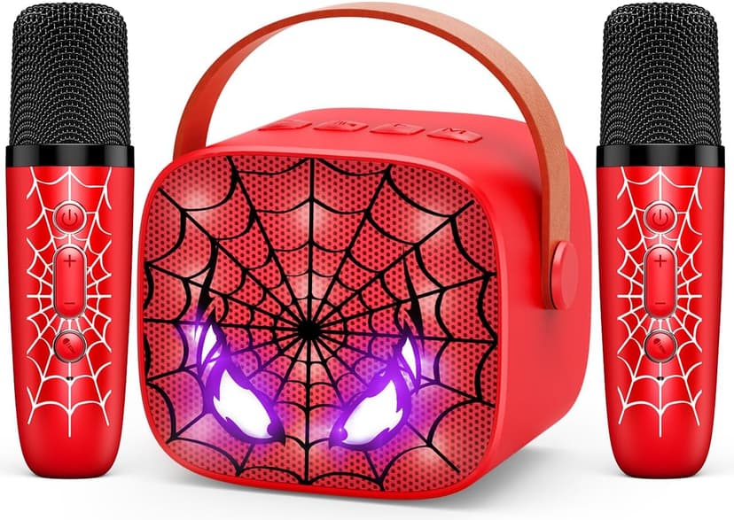 Mini Karaoke Machine Toys Gifts: Kids Toys Christmas Birthday Gifts for 4 5 6 7 8 9 Years Old Girl Boy Stocking Stuffers LED Portable Bluetooth Speaker with 2 Wireless Microphone Girl Gift Age 3-12+