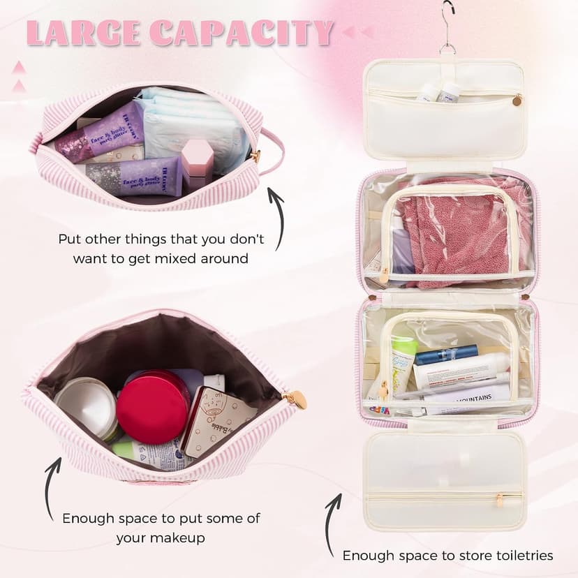Gifts for Teen Girls Women - Personalized Toiletry Bag Initial Makeup Bag | Travel Cosmetic Bag | 8 9 10 11 12 13 14 15 16 Years Old Girl Gift Trendy Stuff - Pink A B0FSJXYKK8
