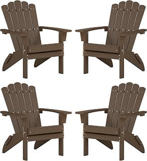 Adirondack Chairs, Folding Chairs Set of 4, Heavy Duty Weather-Resistant Patio Chairs with Wide Armrests & Ergonomic High Back, HDPE Fire Pit Seating for Backyard, Garden, Porch