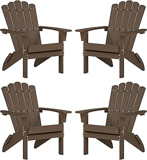 Adirondack Chairs, Folding Chairs Set of 4, Heavy Duty Weather-Resistant Patio Chairs with Wide Armrests & Ergonomic High Back, HDPE Fire Pit Seating for Backyard, Garden, Porch