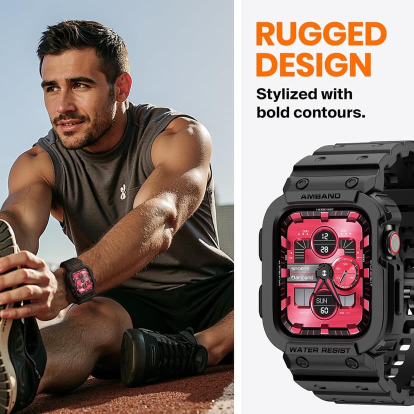 amBand E1 Rugged Band & Case for Apple Watch – Compatible with Series 1–11, SE3/SE2/SE – and Ultra 3/2/1, Lightweight Shockproof Design