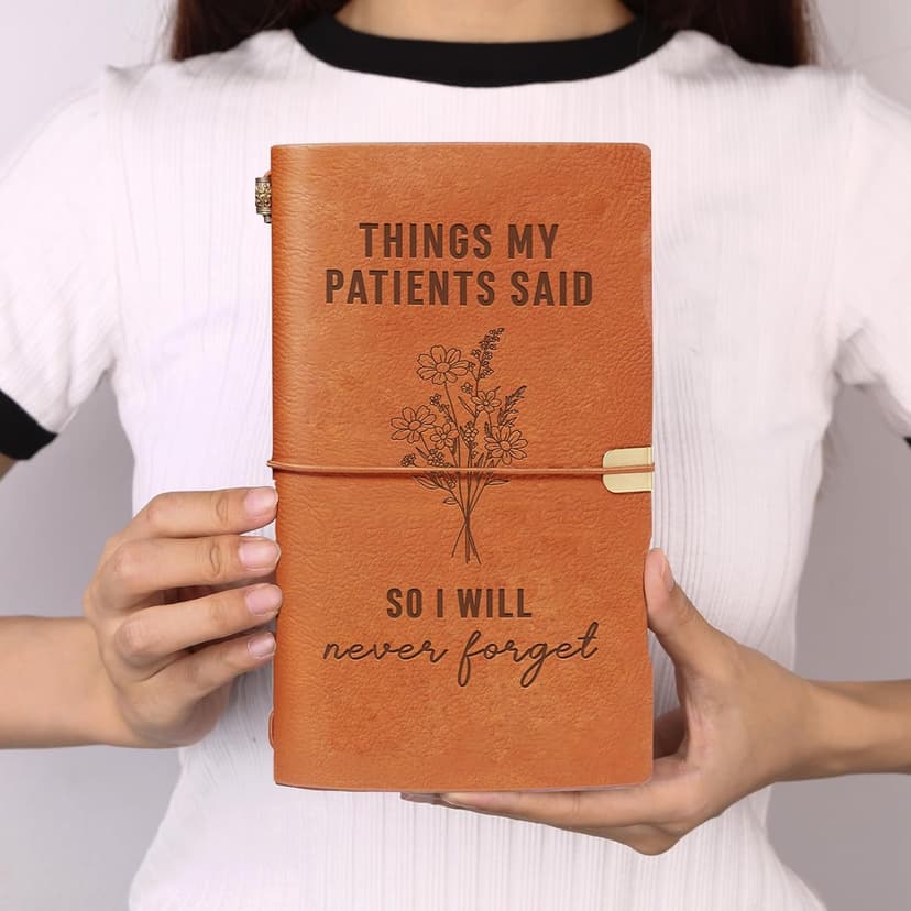 Nurses Appreciation Graduation Gifts for Women, LPN RN Nursing Student Gift for Nurses Week/Day, Engraved Refillable Notebook GiltGlimmer Nurse Gifts, Things My Patients Said Journal Leather Notebook B0GK6M9WZJ