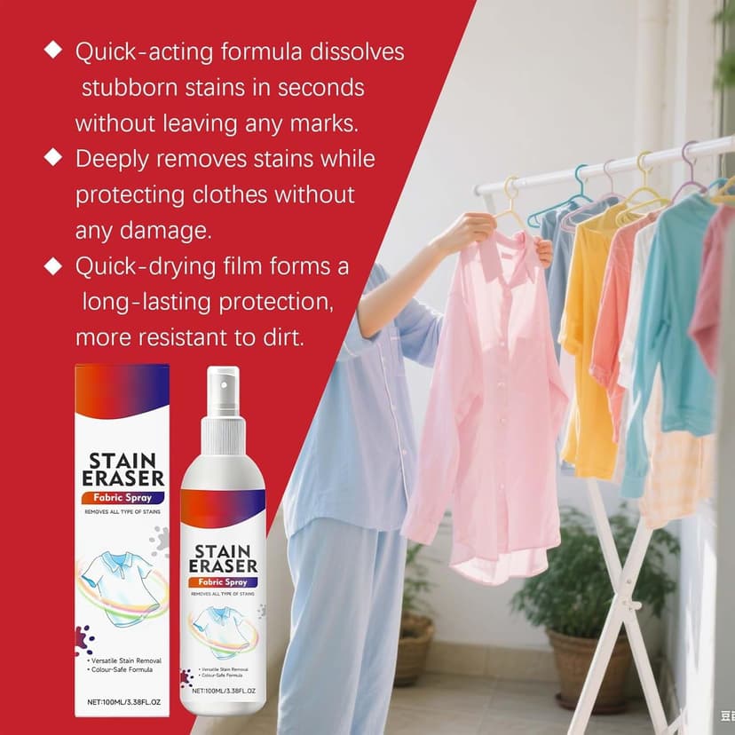 Clothing Stain Remover Spray, 120ml Clothes Cleaning Spray Shirt Stain Cleaner, for Laundry Home Shower Dormitory Travel Bathroom Carpet Couch Sweater