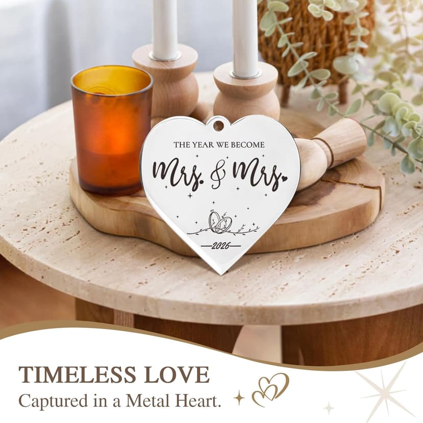 Mrs and Mrs 2026 Brown Picture Frame, Mrs & Mrs Wedding Gifts, Newlywed Engagement Present Lesbian Couple Bridal Shower Gifts, LGBT Gift Ideas