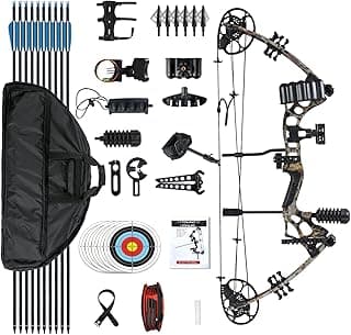 Compound Bow and Arrow Set for Adults 30-65LBS Draw Weight, Ready to Hunt, Archery Hunting Bows 19.5"-30.5" Draw Length, Limbs Made in US