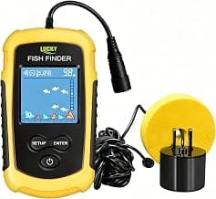 LUCKY Kayak Portable Fish Depth Finder Water Handheld Fish Finder Sonar Castable Kayak Boat Fishfinder Transducer Fishing LCD Display FFC1108