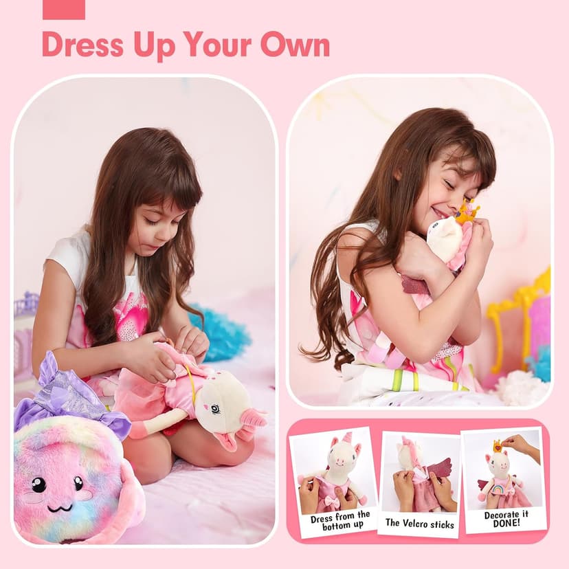 Ballet Dress up Doll with Plush Bag, 4 Year Old Girl Birthday Gifts 5 Year Old Kids Present, Airplane Travel Soft Plush Unicorns Toys for Girls Age 4-6, Ballerina Doll Stuffed Animal Girl Toy 4-5 B0DJQQY2YM
