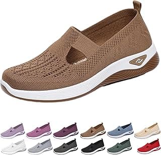 Wang Damai Women's Orthopedic Walking Shoes,Woven Breathable Orthowalkway Womens Sneakers,Lightweight Non-Slip Arch Support Slip on Shoes