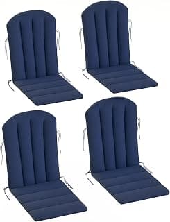 Outsunny Adirondack Chair Cushion Set of 4, Outdoor Chair Cushions with Ties, 25D High-Density Foam, High Back Patio Chair Cushions, Fade Resistant for Patio Furniture, 49" x 20" x 2", Navy Blue