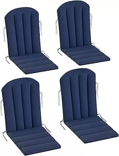 Outsunny Adirondack Chair Cushion Set of 4, Outdoor Chair Cushions with Ties, 25D High-Density Foam, High Back Patio Chair Cushions, Fade Resistant for Patio Furniture, 49" x 20" x 2", Navy Blue