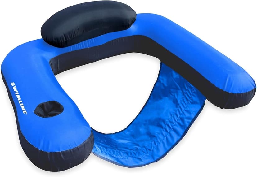 SWIMLINE ORIGINAL Fabric Covered U-Seat Inflatable Pool Lounger | With Comfortable Sling Seat, Back Rest, and Built In Cup Holder | For Pool, Beach, Lake, and More
