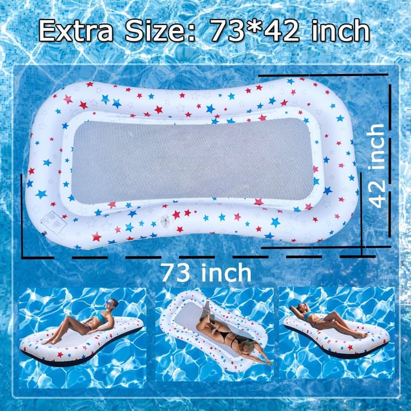 Pool Float Lounge Extra-Large Cooling Mesh Inflatable Raft with Cup Holder Ultra-Comfort Cooling Floating Lounger for Adults Beach Pool Lake Parties Summer Relaxation Essential