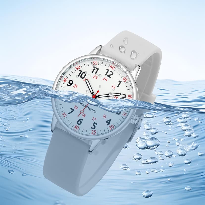 IBSO Women Watch for Nurse Easy to Read Dial Wristwatches Silicone Band Water Resistant Watches Second Hand and 24 Hour