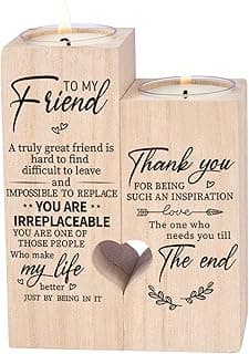 Double-Sided Printing Wooden Candle Holders-to My Friend,You are IRREPLACEABLE, Thank You for Being My Unbiological Sister.Women Female Girl Friends Personalized Custom Friendship Birthday Gift