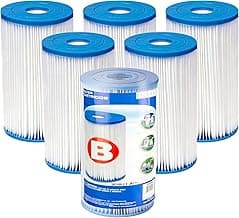 Intex 29005E Swimming Pool Type B Replacement Easy Clean Dacron Material Filter Pump Cartridge (6 Pack)