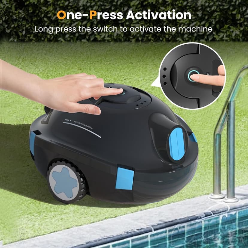 Y10 Cordless Robotic Pool Cleaner, Automatic Pool Vacuum - Ultra Long Battery Life, Powerful Suction, Self-Parking, Lightweight for Above/Inground Pools Up to 65ft/1100 Sq.Ft (Obsidian)