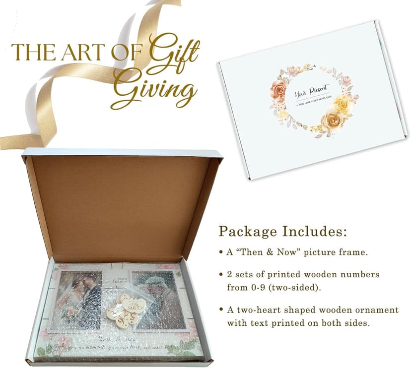 (1-99th) Wedding Anniversary Picture Frame, Anniversary Wedding Gift for Couple, Newlyweds. Engagement Gift for Her or Him. Then & Now Double Picture Frame (4”x6”)