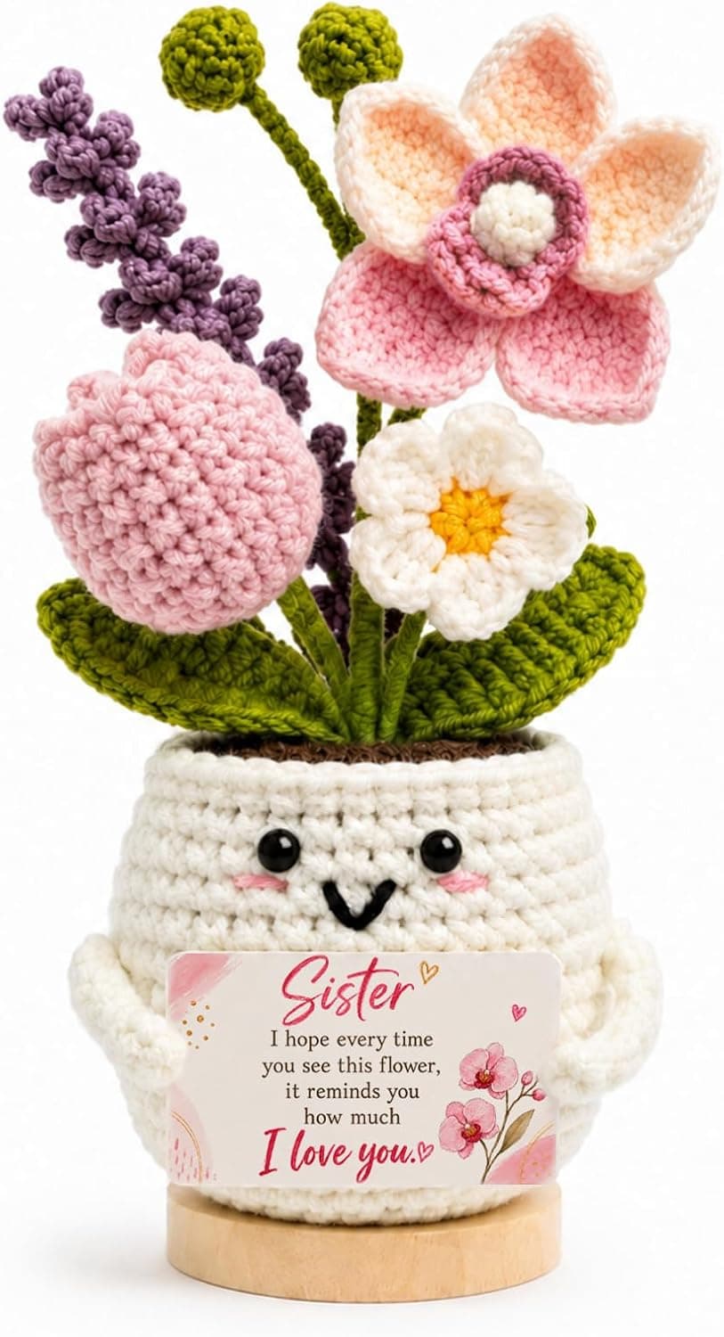 Gifts for Sister, Sister Birthday Gifts Sister Gifts, Crochet Orchid Flower for Christmas Thanksgiving Birthday B0H83626S4