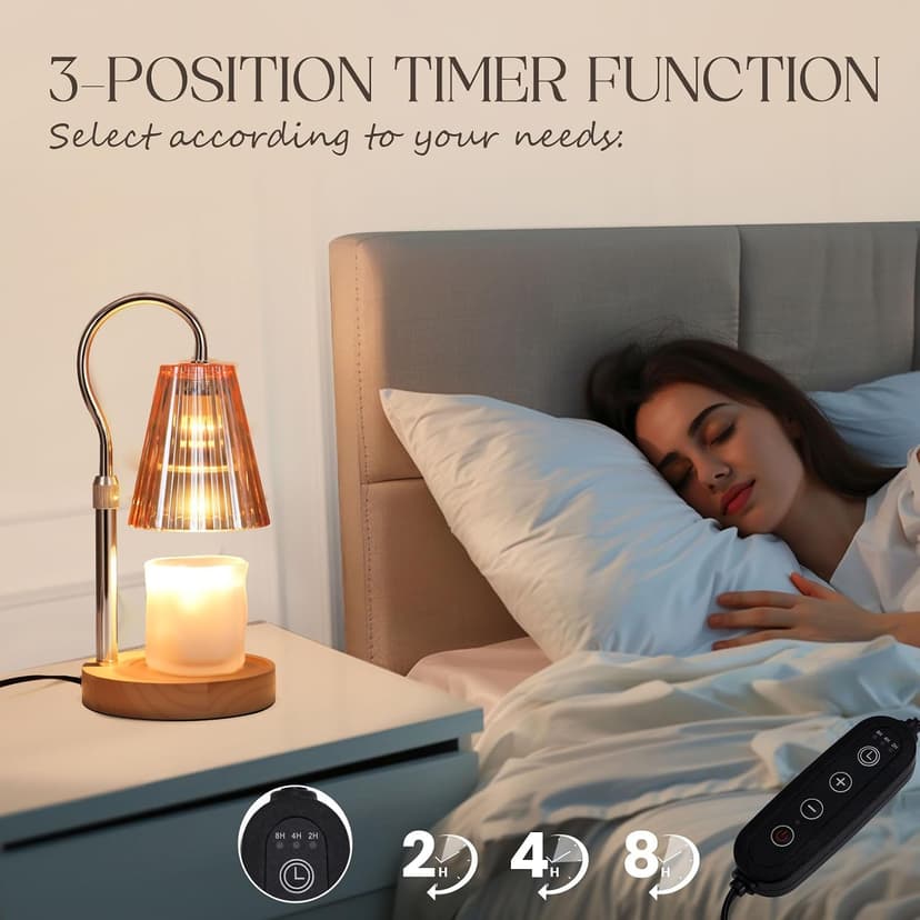 SnowBB Candle Warmer Lamp with Timer Dimmer, Adjustable Height, Birthday Gifts for Women Mom Friend Sister, House Warming Gift New Home Decor, Vintage Wax Melt Warmer, Christmas White Elephant Gifts B0FDWT6XTF