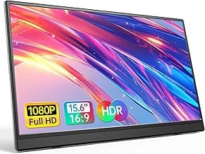 Anyuse Portable Monitor 15.6 Inch 1080P USB-C HDMI Ultra-Slim Travel Monitor with Kickstand, for Laptop, PC, Mac Phone, PS, Xbox, Swich IPS Ultra-Thin Zero Frame Gaming