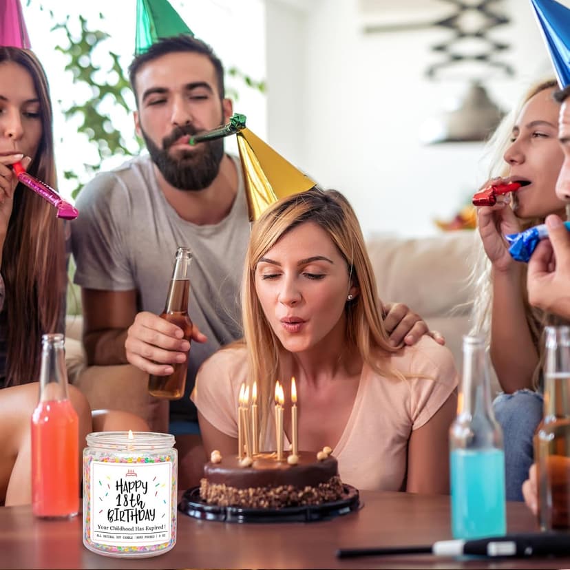 Homsolver 18th Birthday Gifts for Girls Boys, Vanilla Scent Ideas 18th Birthday Candles for Sister, Daughter, Best Friends, Handmade Aromatherapy with 50+ Hour Burn Time, Funny Birthday Decorations B0F2HZQ2B2
