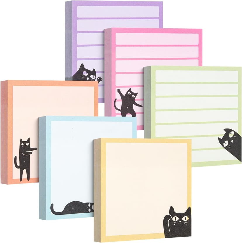 Mr. Pen- Black Cat Sticky Notes Set, 3" x 3", 6 Pads, 480 Sheets | Black Cat Sticky Notes, Memo Pads, Self-Stick Note Pad for Office, School, Home, Study & Organization B0D1PFBKGF