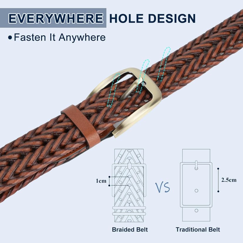BELTROAD Braided Leather Belt for Men Casual Jeans Golf, Men's Leather Woven Alloy Buckle Hand Braided Belts Gift for Men