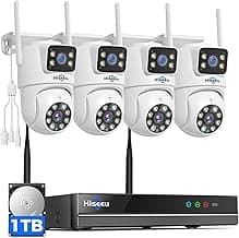 Hiseeu Wireless Security Cameras Outdoor, 5G & 2.4G WiFi Pro, Wireless Home Security Camera System, Dual Lens, 360° Pan & Tilt, Auto Tracking, Color Night Vision, 1TB HDD No Subscription, Need Plug In