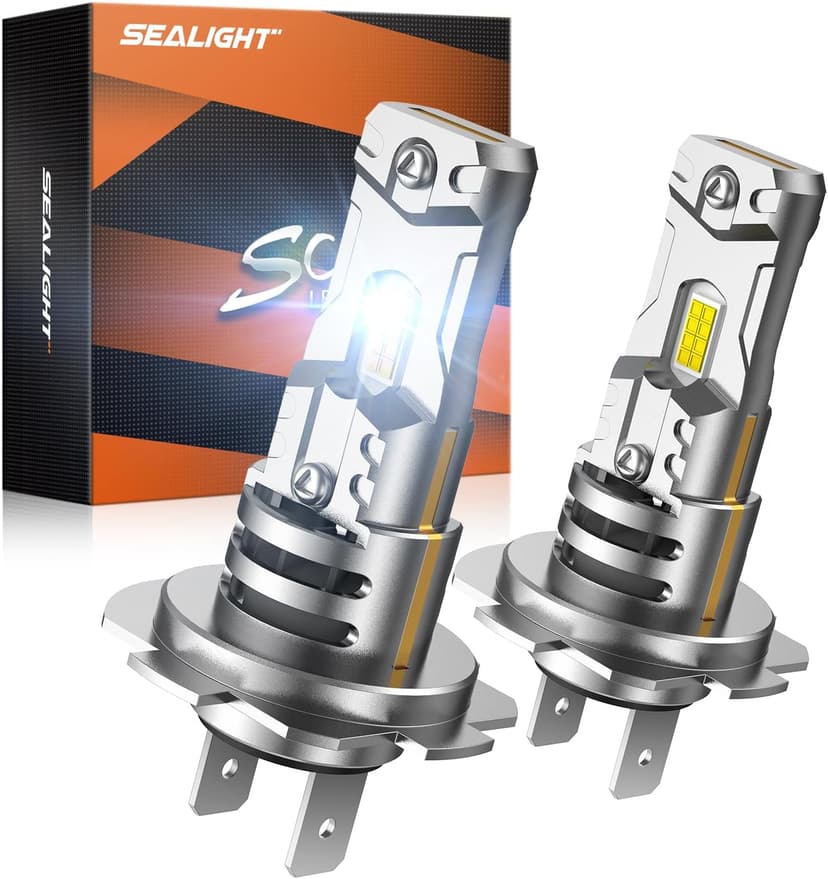 SEALIGHT h7 LED Bulb, 44,000LM 6500K Output Canbus Ready, 900% Brighter H7 Bulbs For Powersports IP68 80000Hrs Lifespan, 1：1 Size 3Mins Installation, 2 Pack
