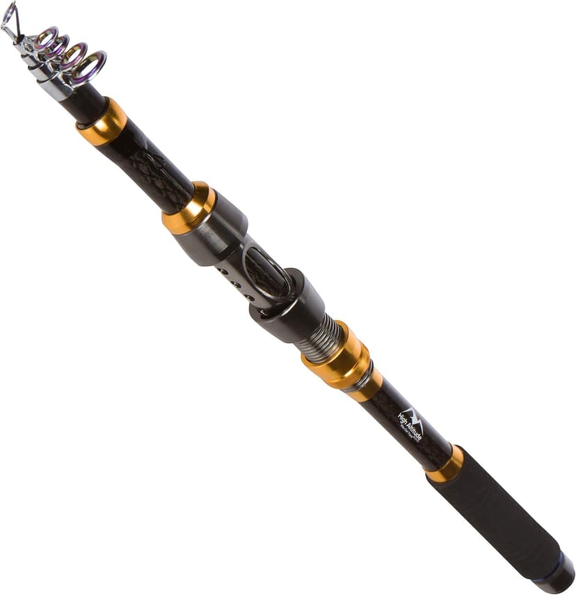 High Altitude Brands Lightweight Portable Telescopic Fishing Pole, Case and Available with Spinning Reel Rod Combo, Motorcycle, Car, Hiking, Backpacking, Wheelchair Travel Gear, Collapsible Poles