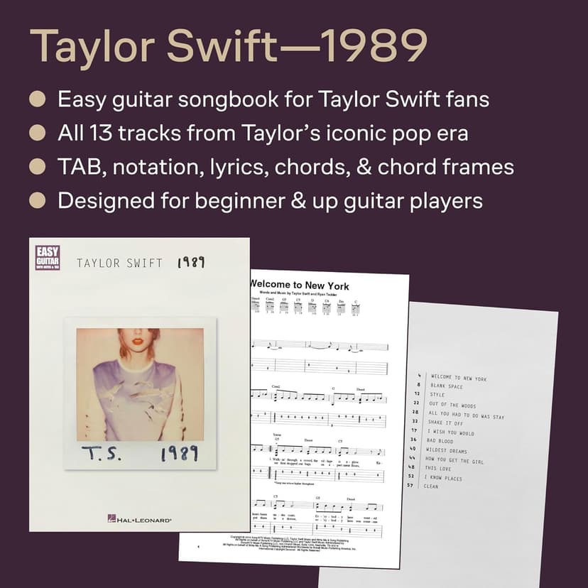 Taylor Swift: 1989 - Easy Guitar Sheet Music Book with Notes and Tablature | Beginner Guitar Songbook for Practice and Performance | Pop Guitar Method ... and Teachers (Easy Guitar With Notes & Tab)