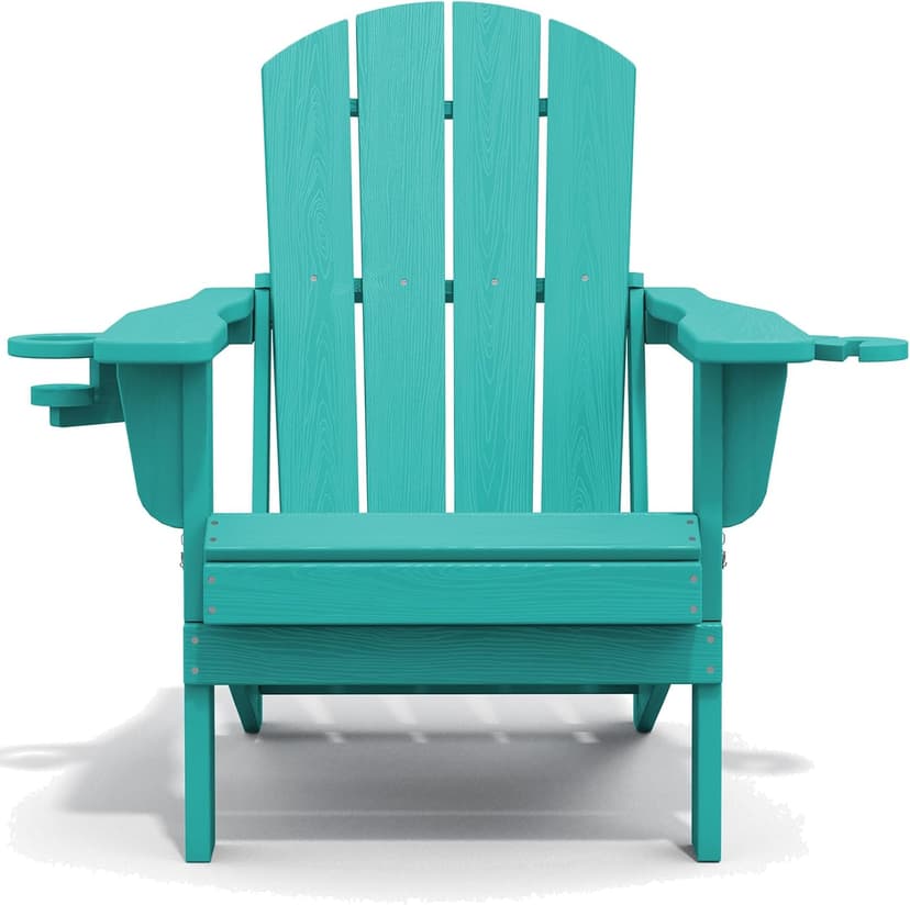 SERWALL Adirondack Chair with Cup Holders - Composite Adirondack Chairs Set of 2 HDPE Outdoor Chairs All Weather Use- Aruba