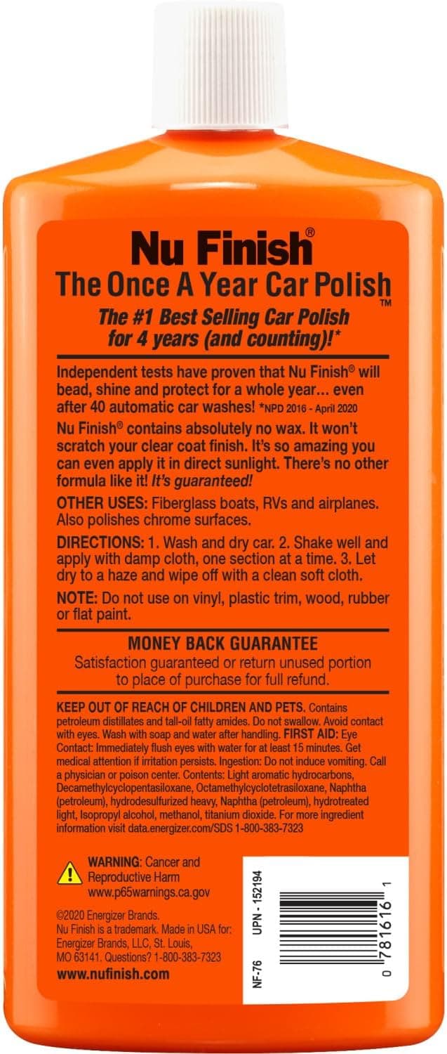 Nu Finish Car Polish, NF-76 Liquid Polish for Cars, Trucks, 16 Fl Oz Each