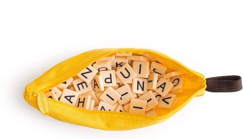 Bananagrams Classic Word Game – Fast-Paced Spelling & Anagram, Family & Travel Game , 144 Letter Tiles in Portable Banana Pouch, 1–8 Players, Educational Wordplay Fun for Ages 7+