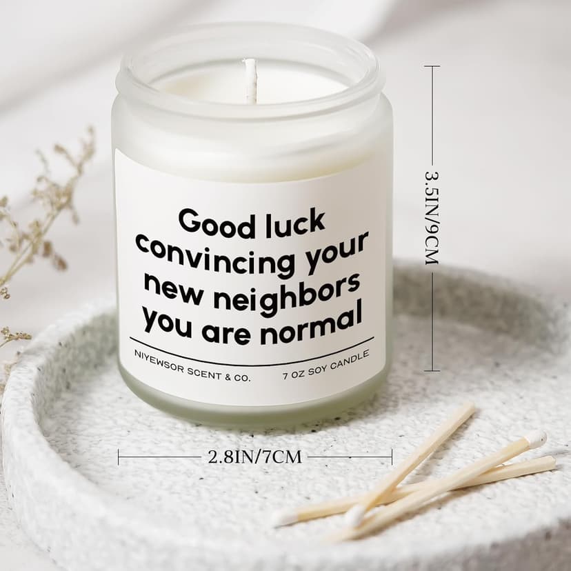 Niyewsor House Warming Gifts, New House/Home Candle, Funny Housewarming Gift for Friends, New Homeowner Gifts, First Apartment Essentials, Moving Away Gift, Handmade, 7oz