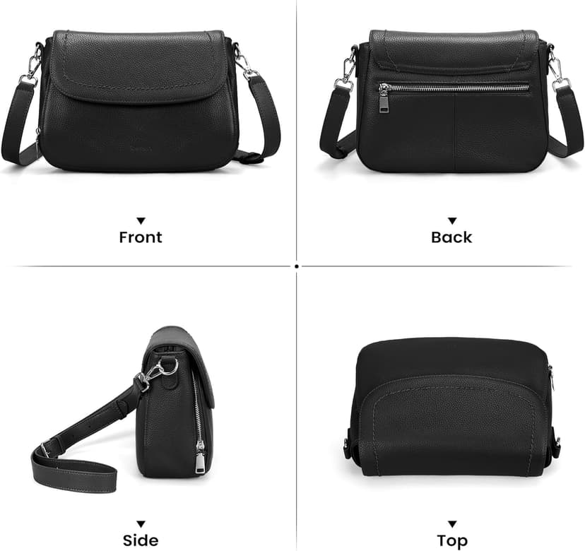 befen Genuine Leather Crossbody Bags for Women with Built in RFID Wallet Medium Womens Saddle Bag Cross Body Purse