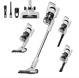 Eureka Cordless Vacuum Cleaner, Anti-Tangle Brushroll, Rechargeable Stick Vacuum, Lightweight for Carpet, Hard Floor, Pet Hair, White NEC280WH