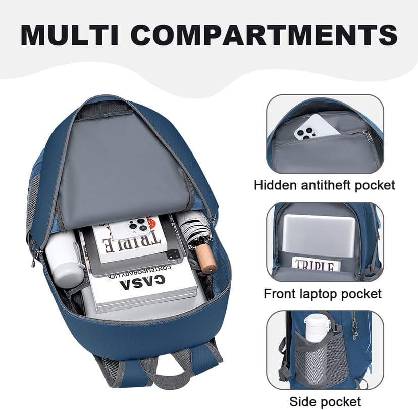 MIYCOO Backpack - Ultra Lightweight Packable Backpack for Travel Camping, 45L Hiking Back Pack Waterproof Foldable Daypack for Men Women Blue